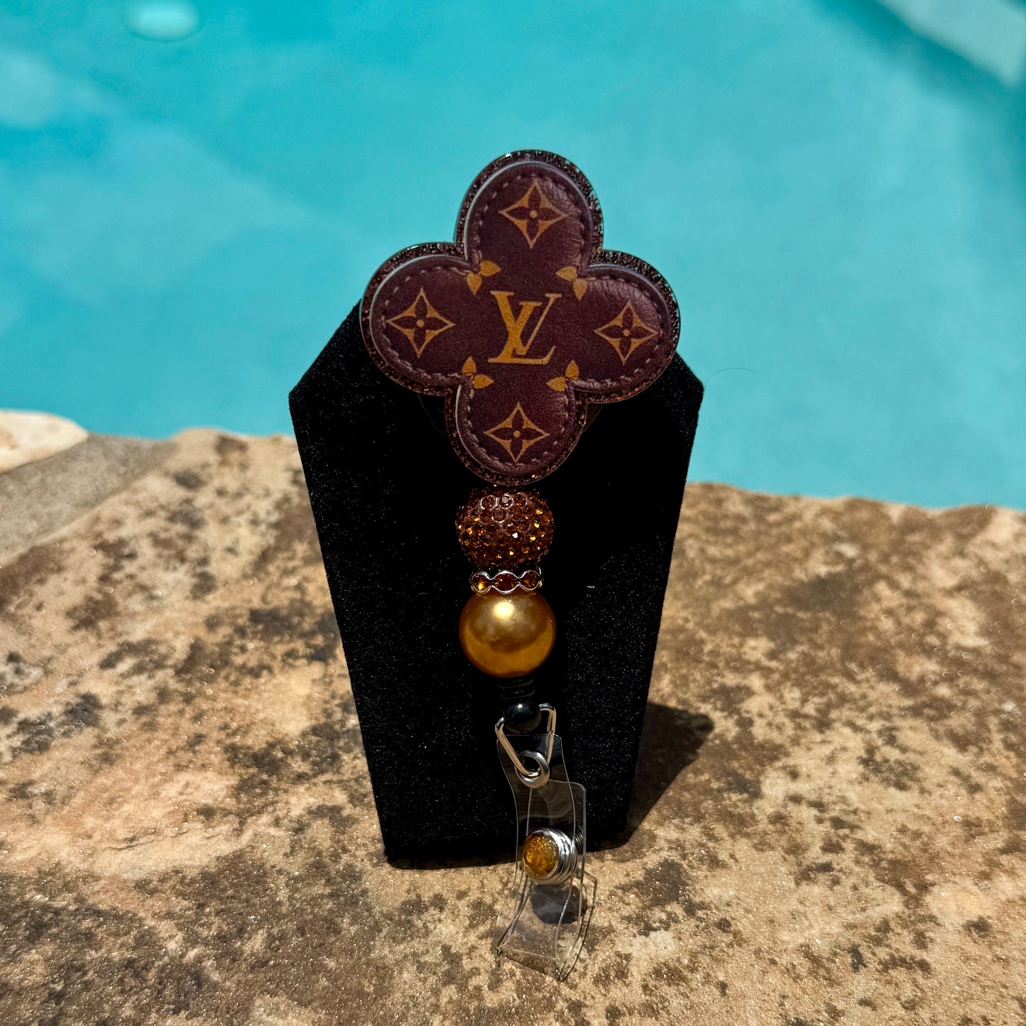 LV Inspired Monogram Badge Reel
