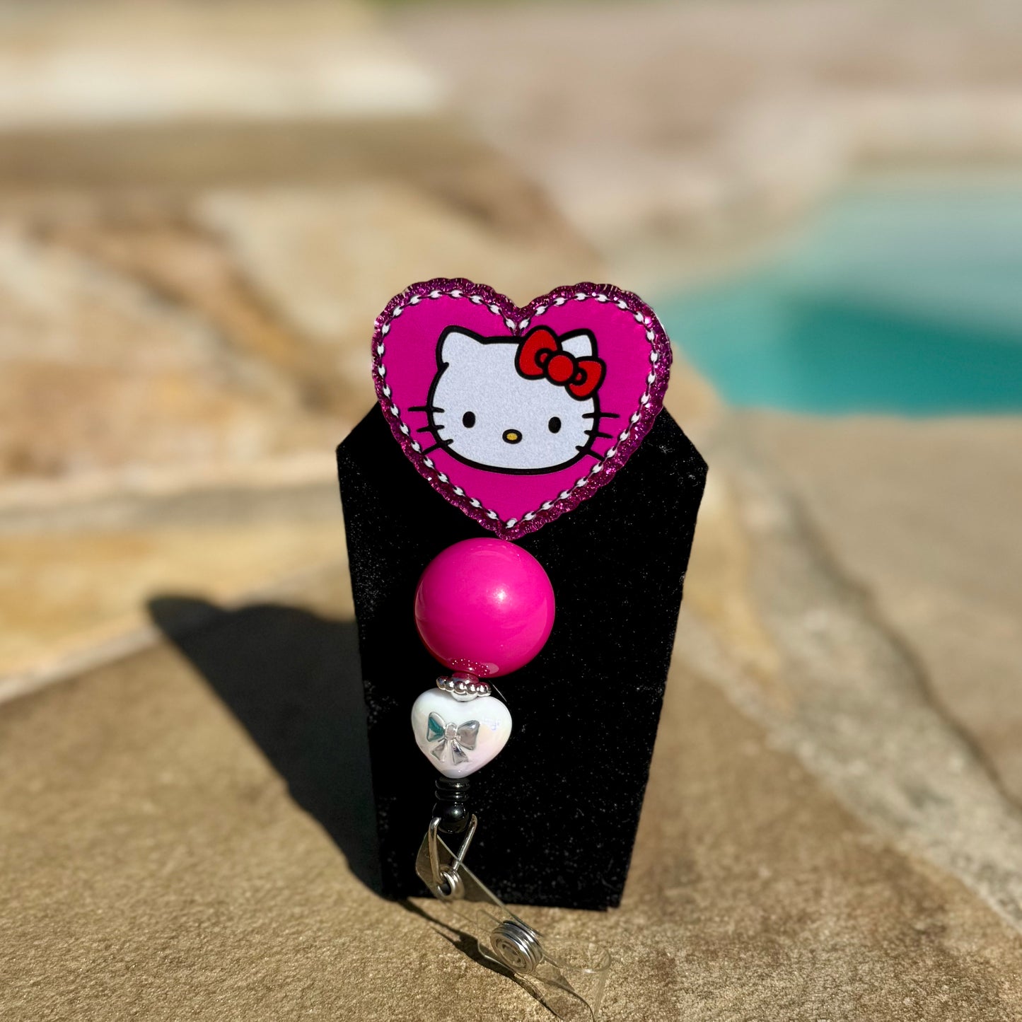 Pink Heart Hello Kitty Badge Reel