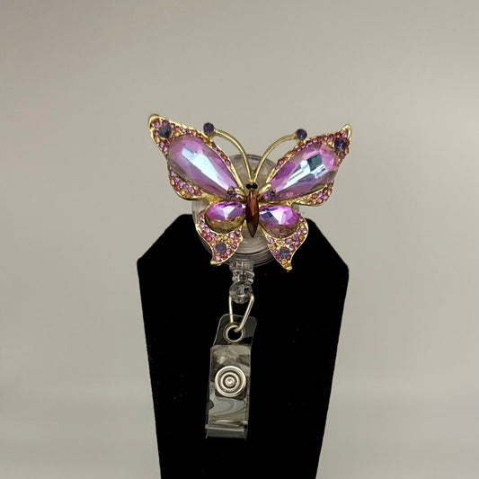 Purple Jewel Butterfly Badge Reel