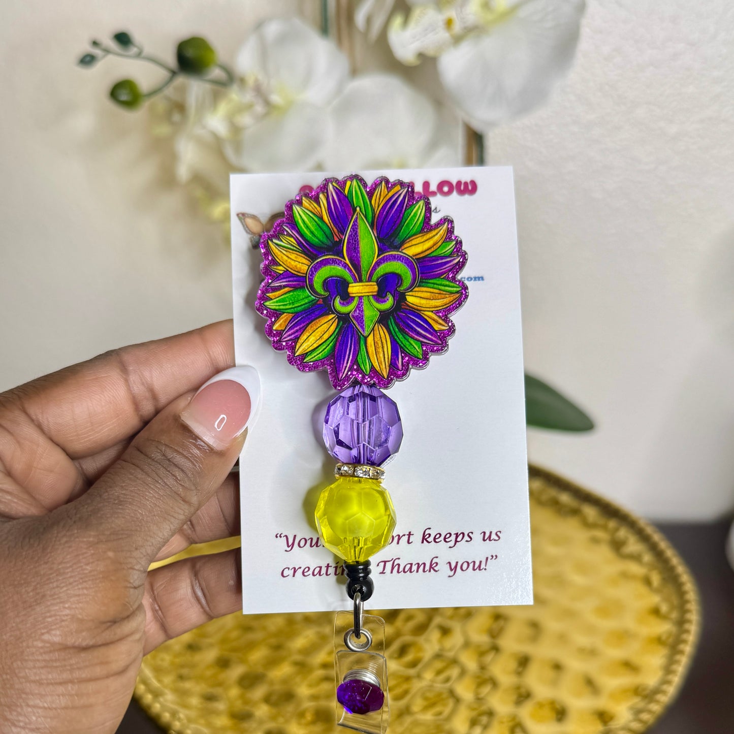 Fleur-de-lis Mardi Gras Badge Reel