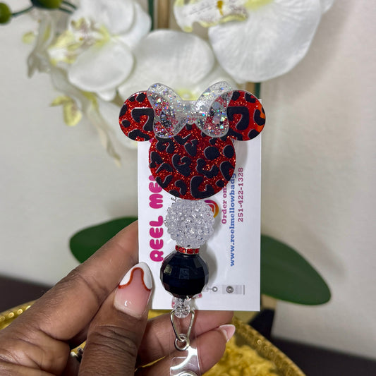 Animal Print Minnie Badge Reel