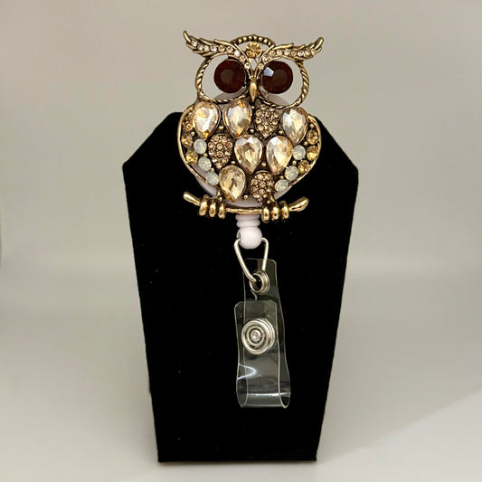 Bling Brown Owl Badge Reel