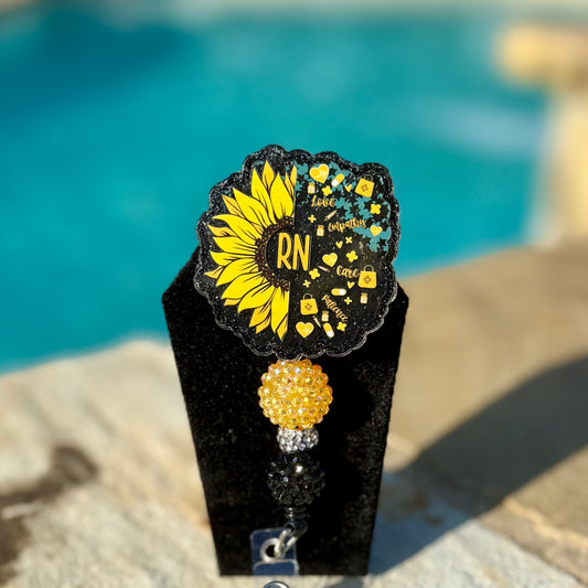 Sunflower RN Badge Reel