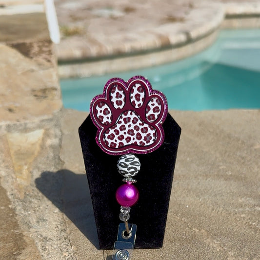 Purple Paw Print Badge Reel