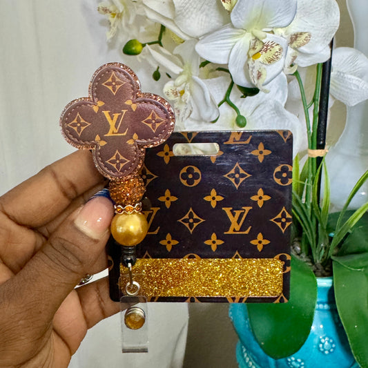 LV Inspired Monogram Badge Reel