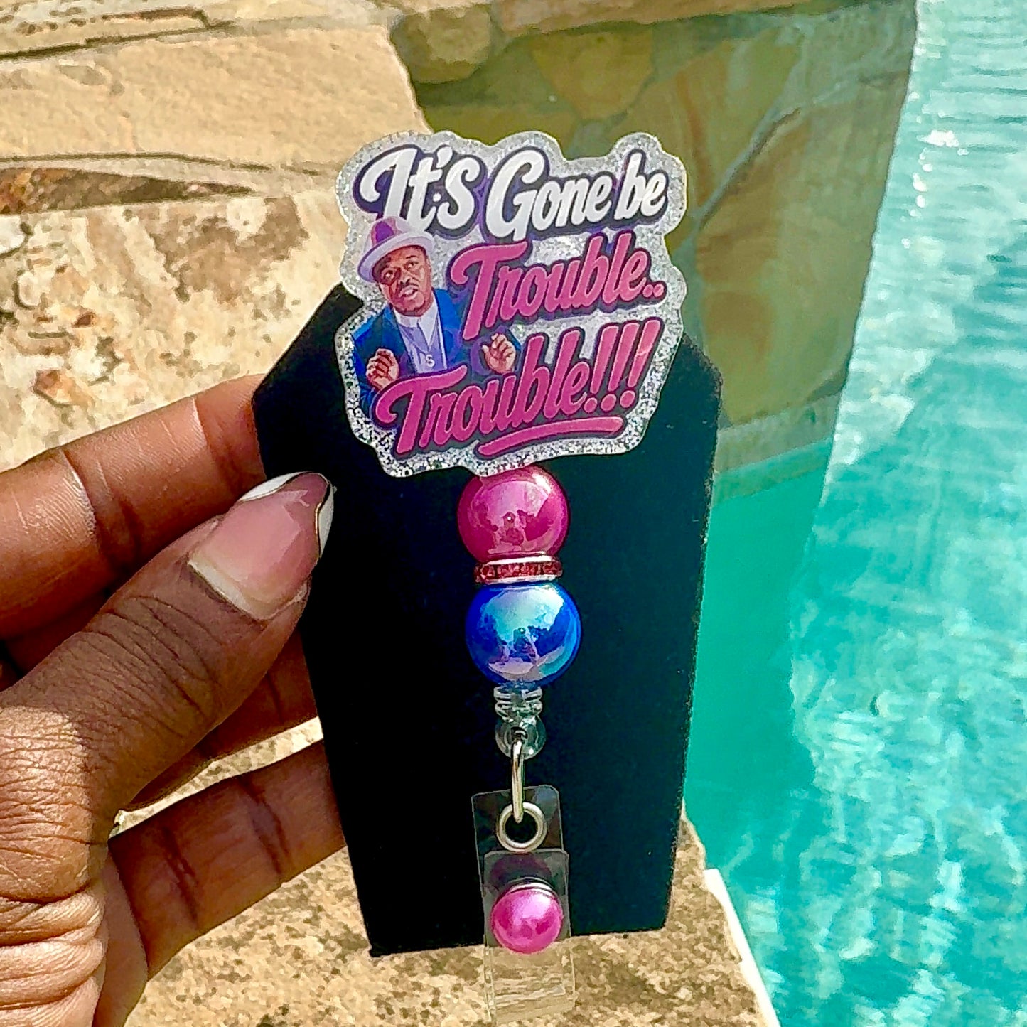 TROUBLE Badge Reel