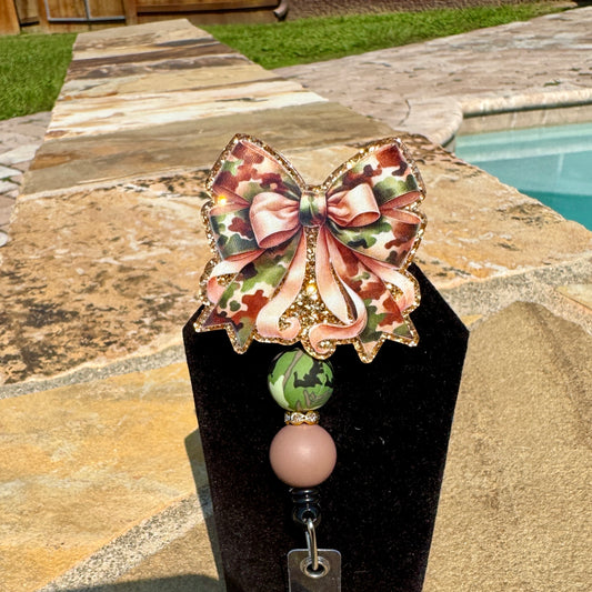 Camo Bow Badge Reel