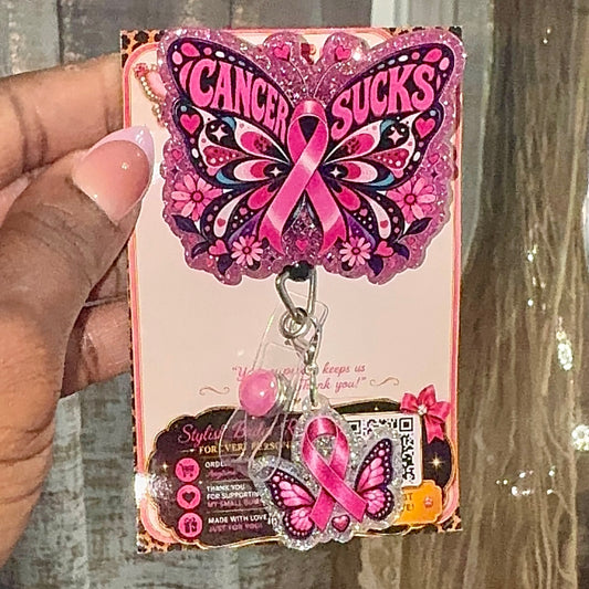 Breast Cancer Awareness Butterfly Badge Reel