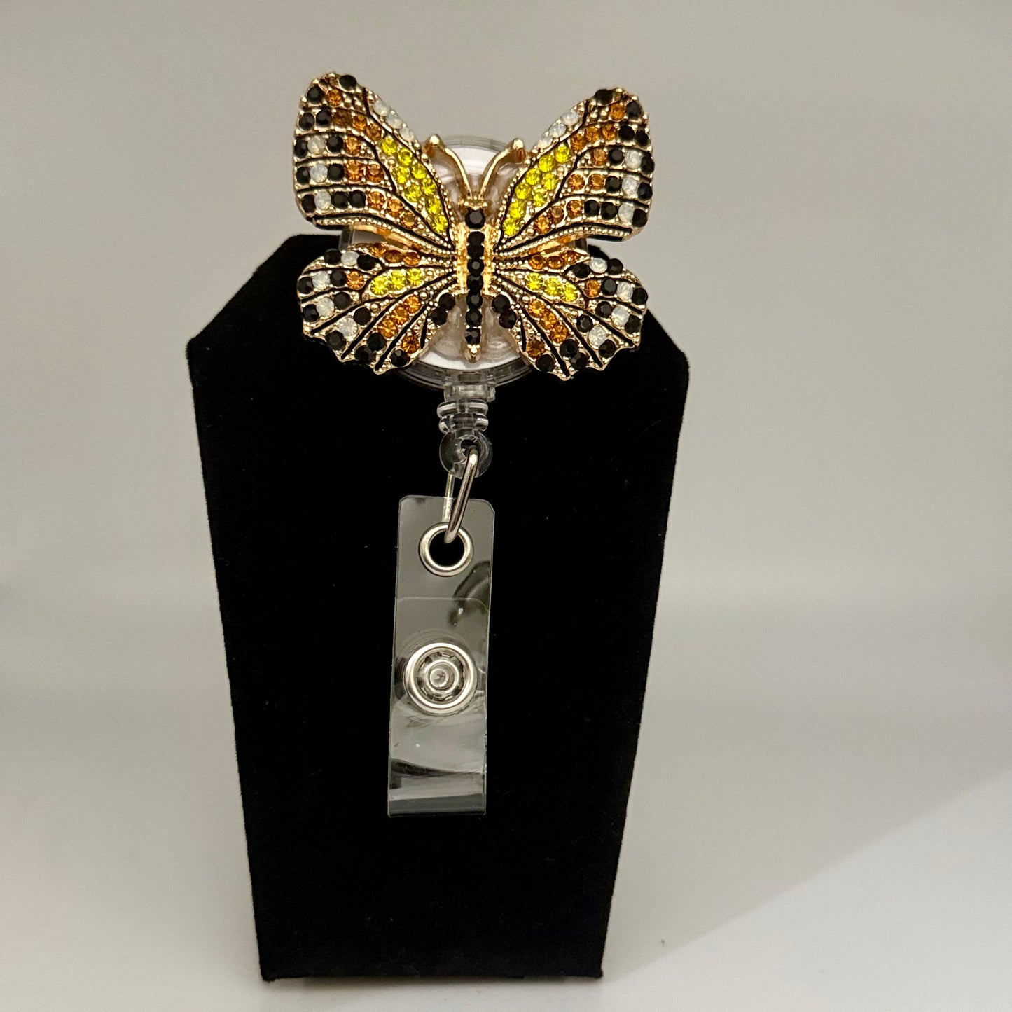 Rhinestone Butterfly Badge Reel