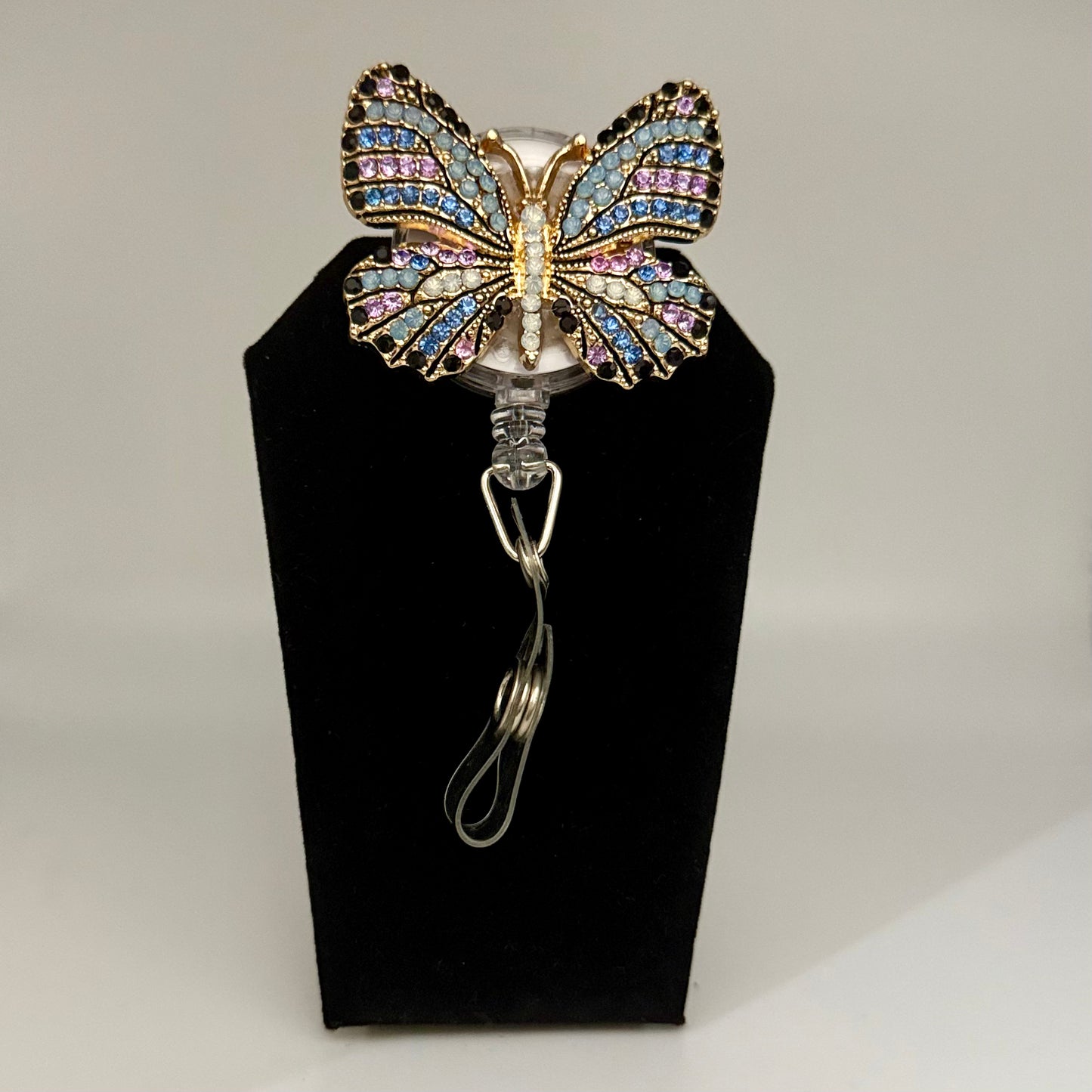 Rhinestone Butterfly Badge Reel