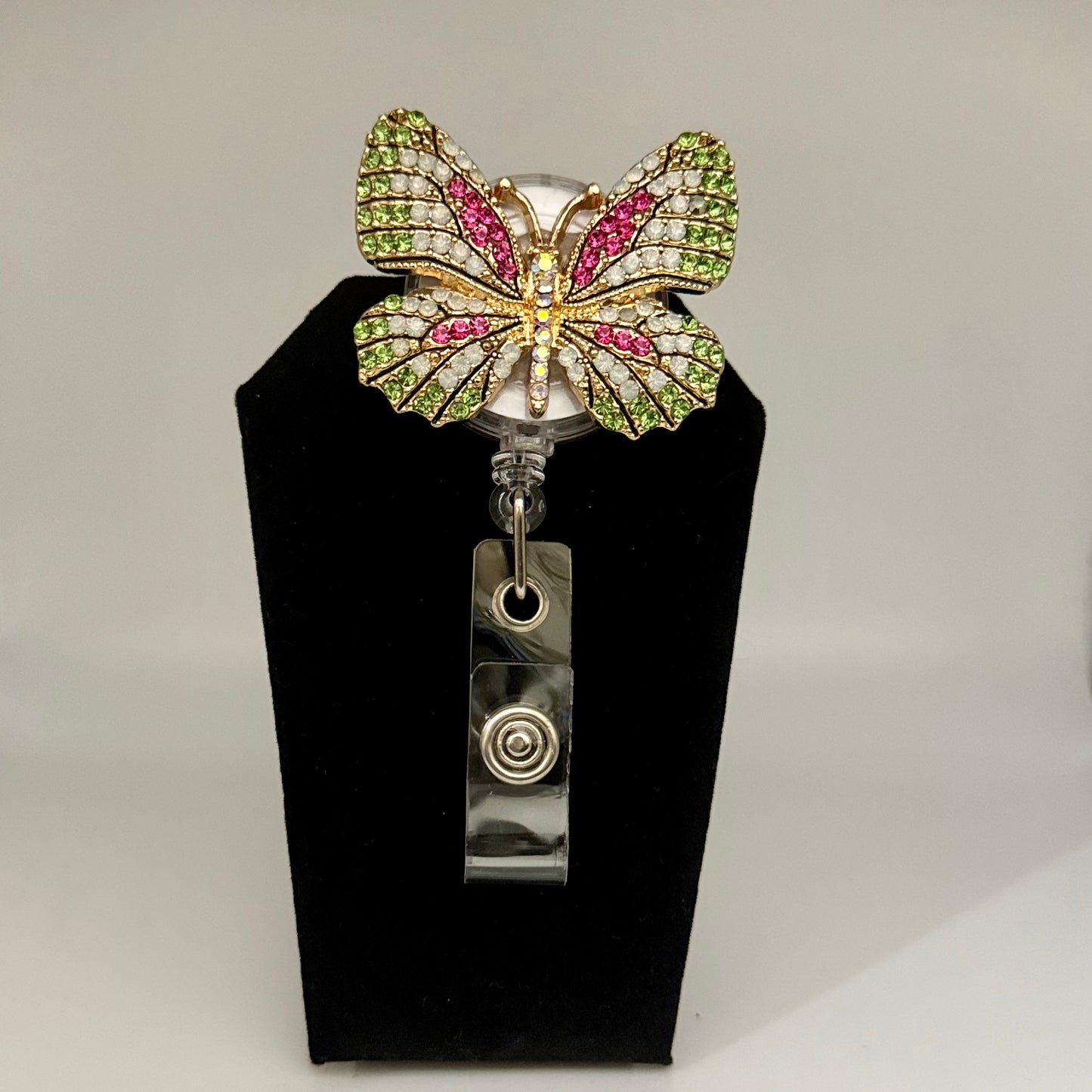 Rhinestone Butterfly Badge Reel