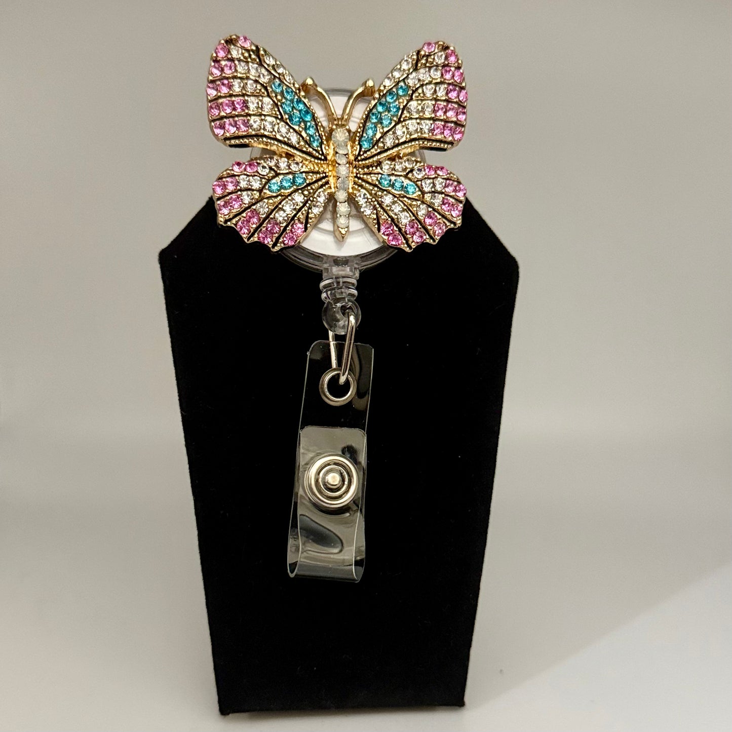 Rhinestone Butterfly Badge Reel