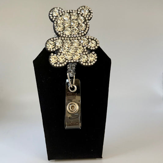 Rhinestone Bear Badge Reel