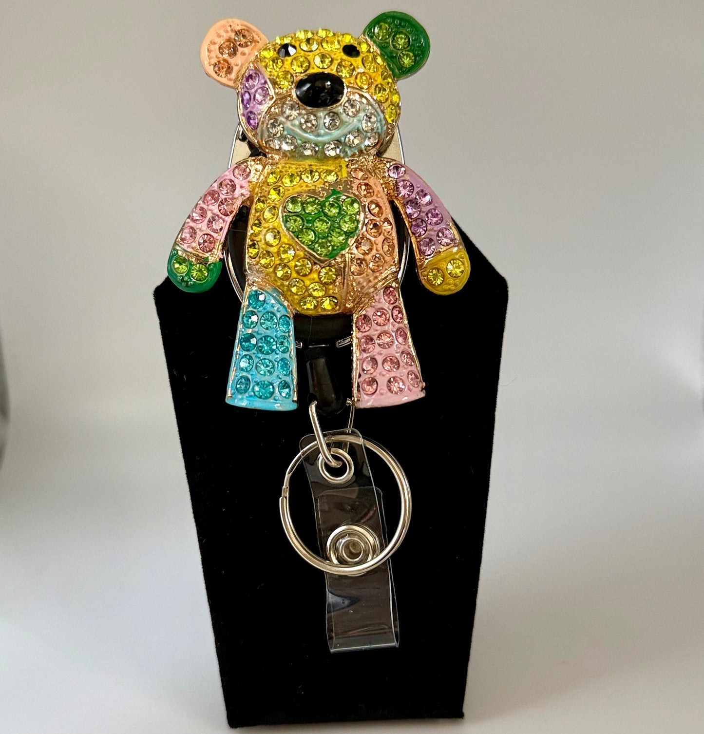 Multi-colored Bear Badge Reel