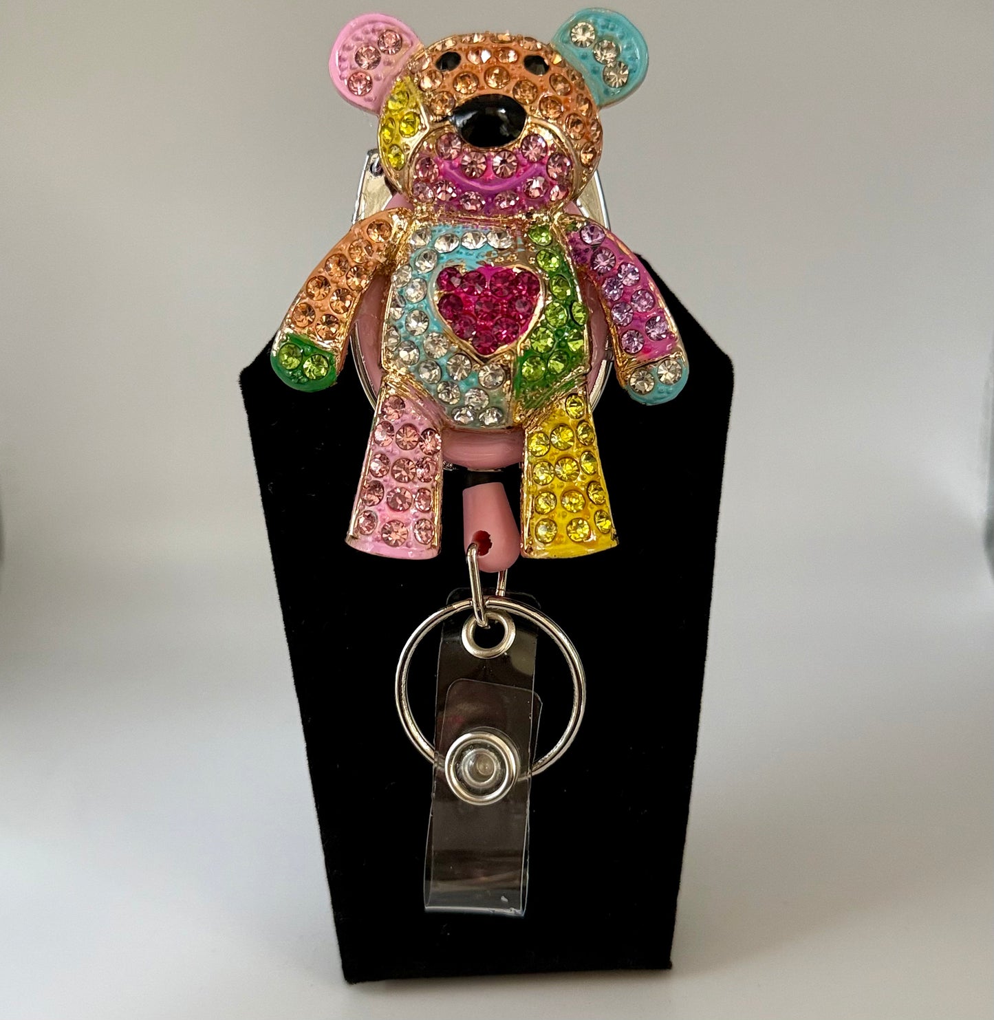 Multi-colored Bear Badge Reel