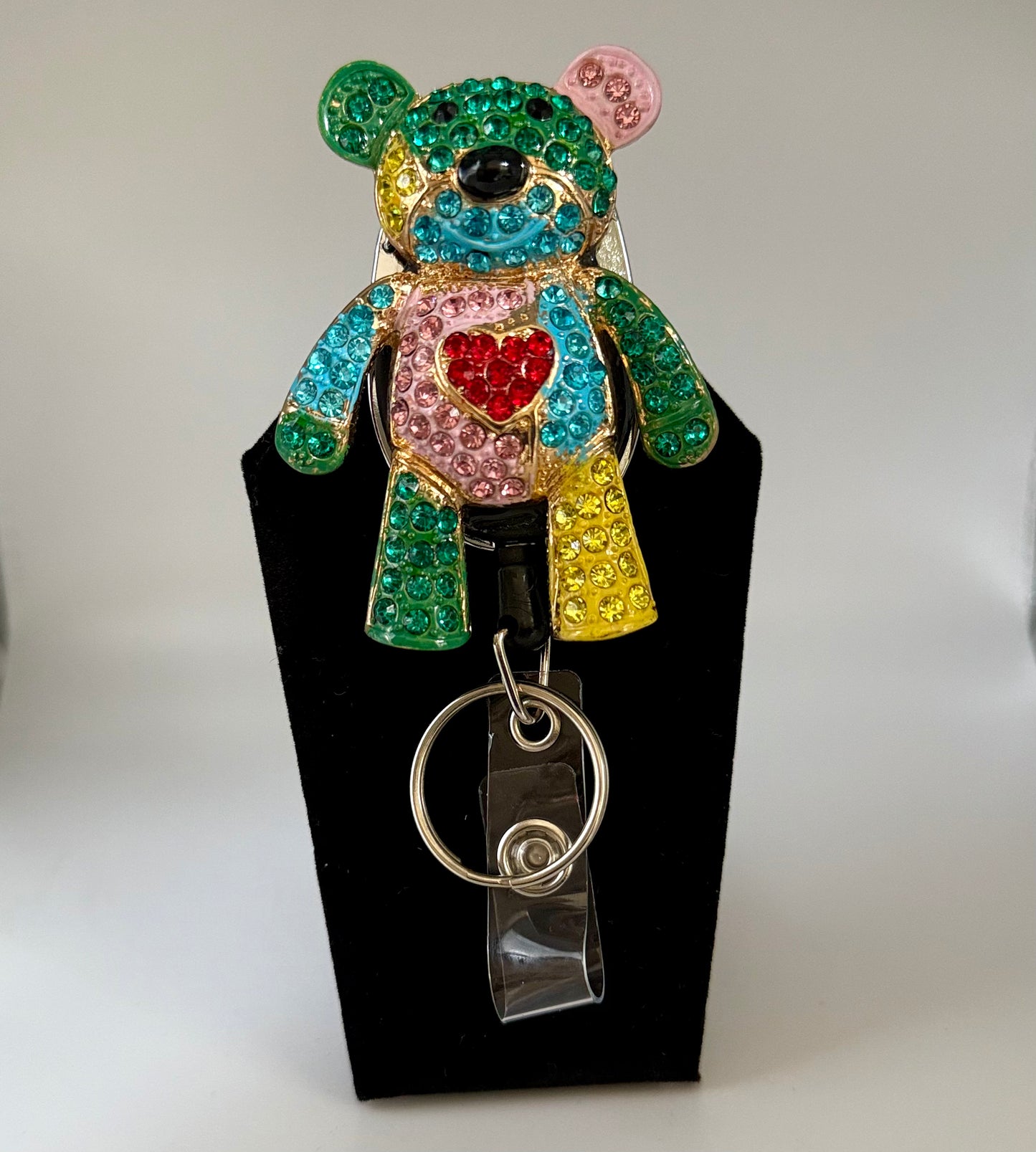 Multi-colored Bear Badge Reel