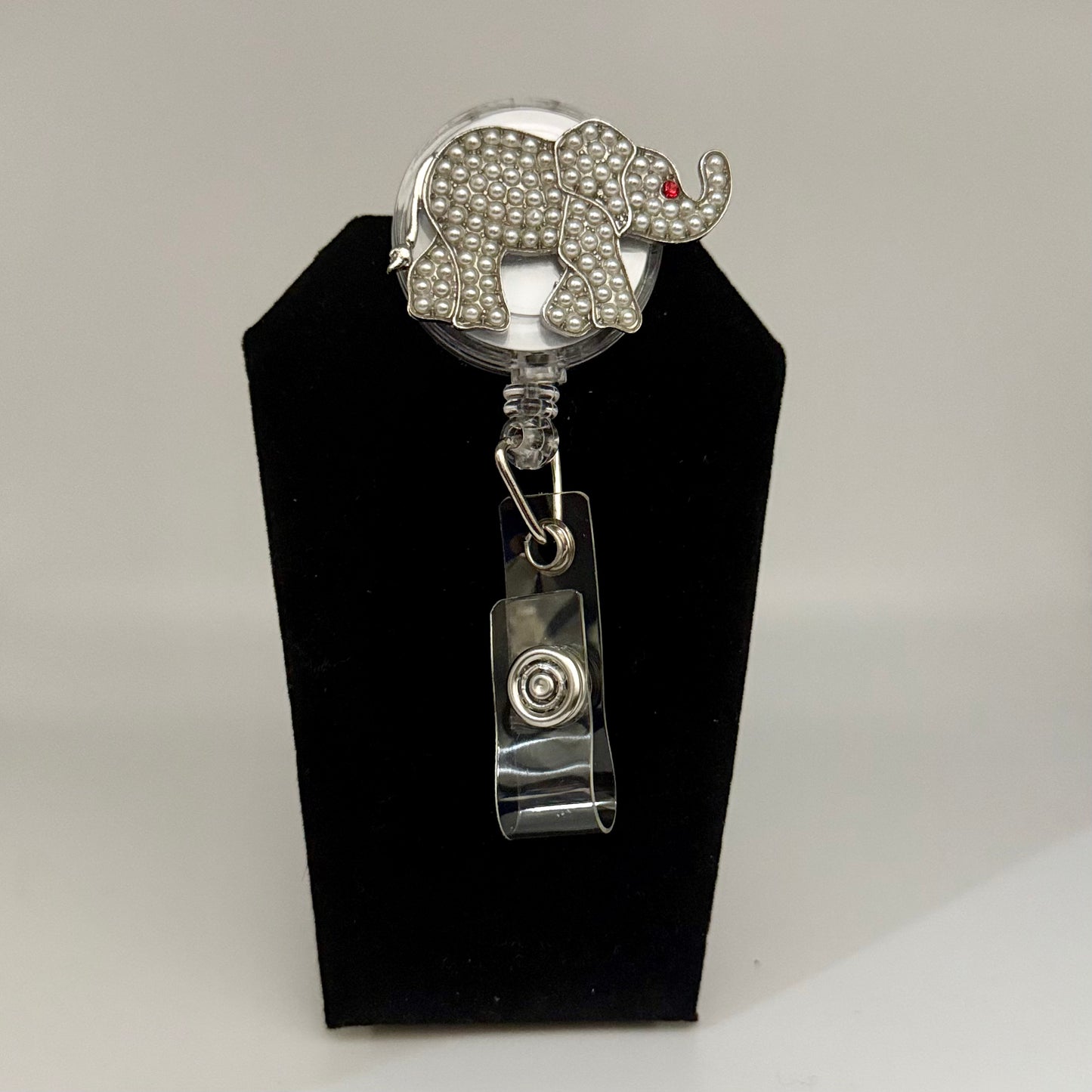 Pearl Elephant Badge Reel