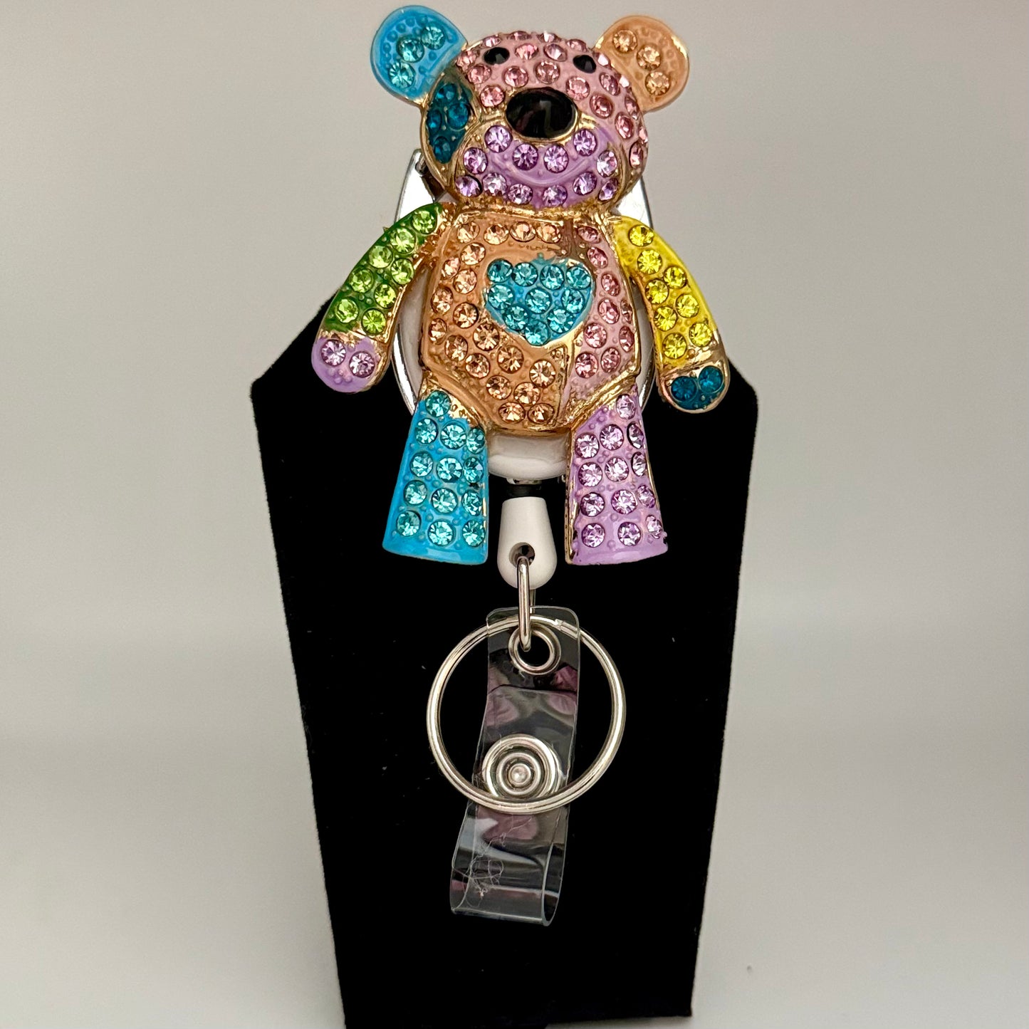 Multi-colored Bear Badge Reel