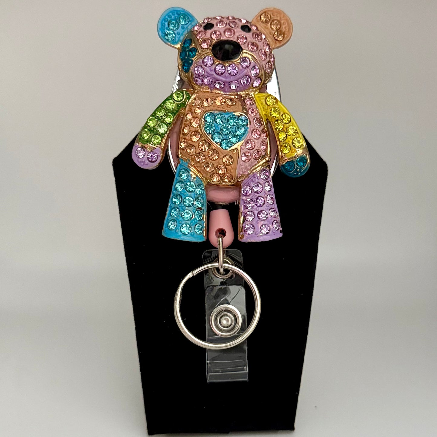 Multi-colored Bear Badge Reel