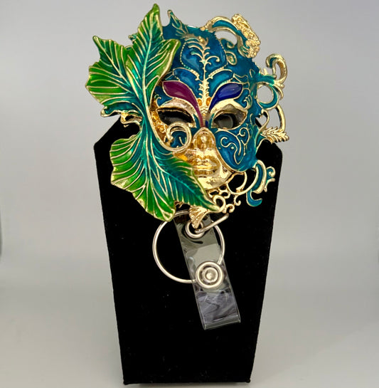 Mardi Gras Face Mask Badge Reel