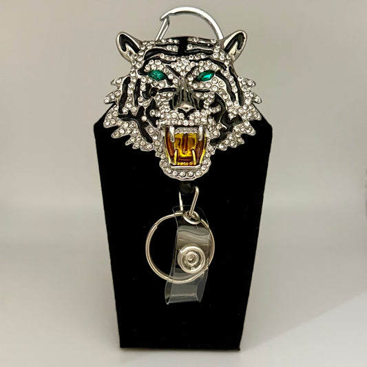 Large Bling Tiger Badge Reel