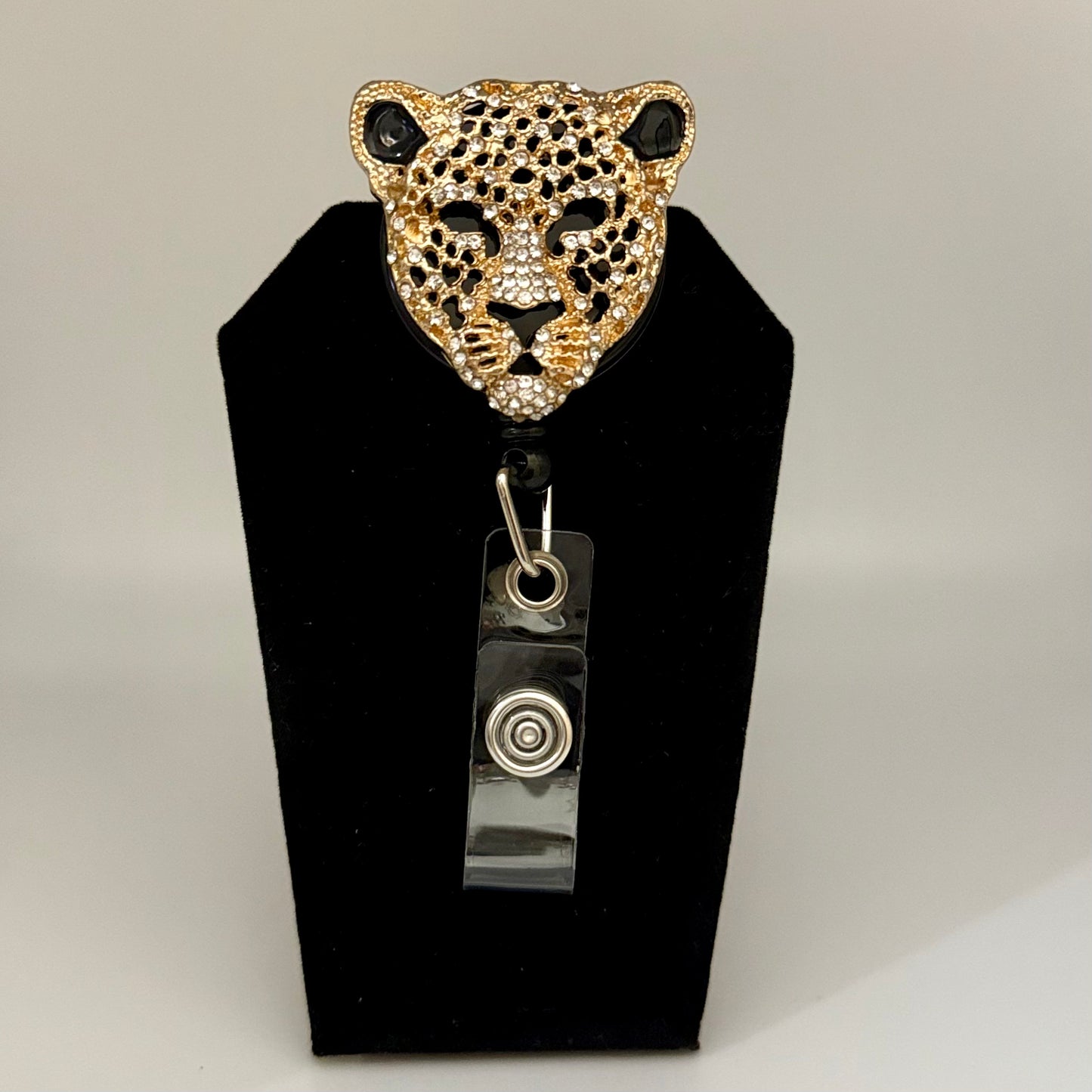 Small Gold Leopard Badge Reel