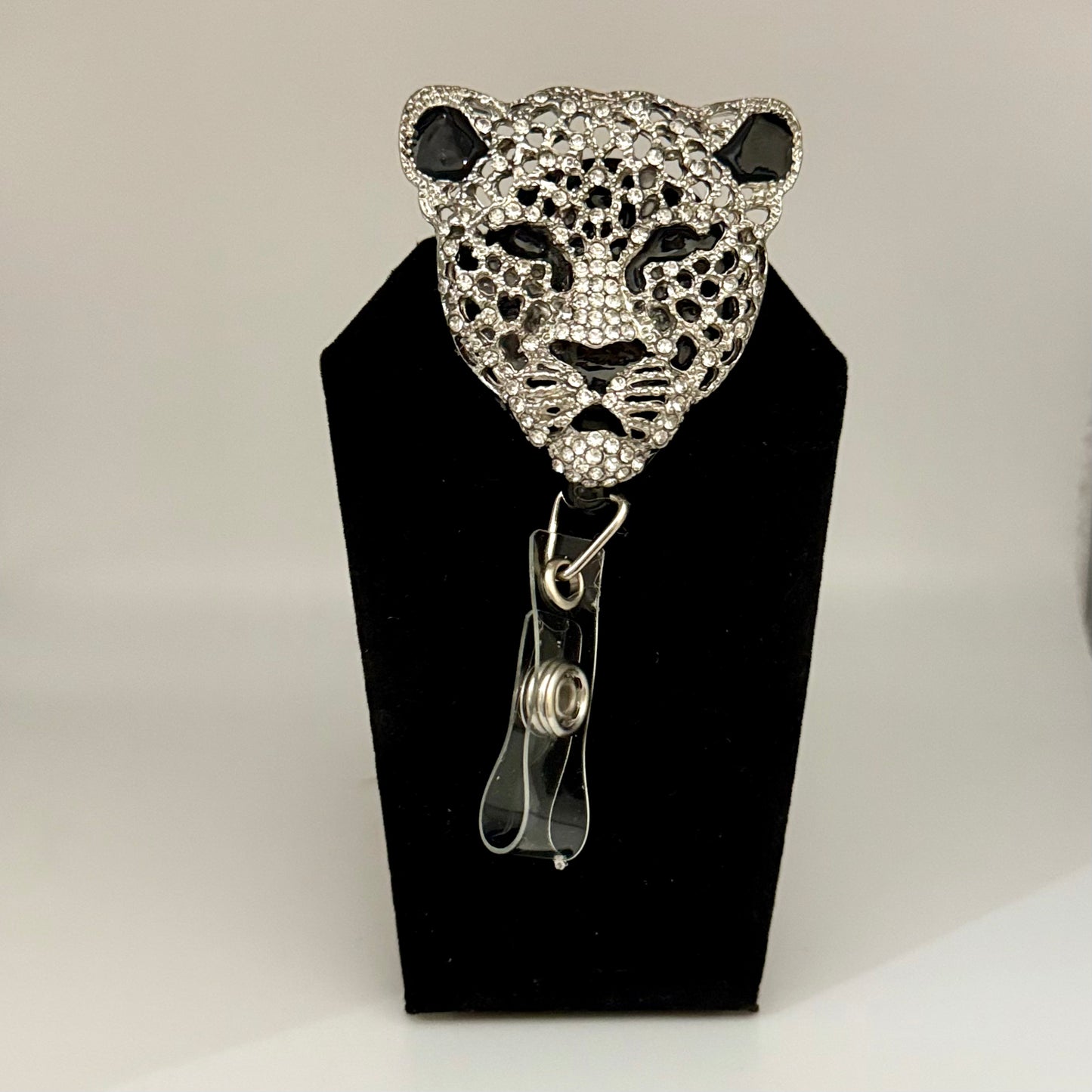 Large Bling Leopard Badge Reel