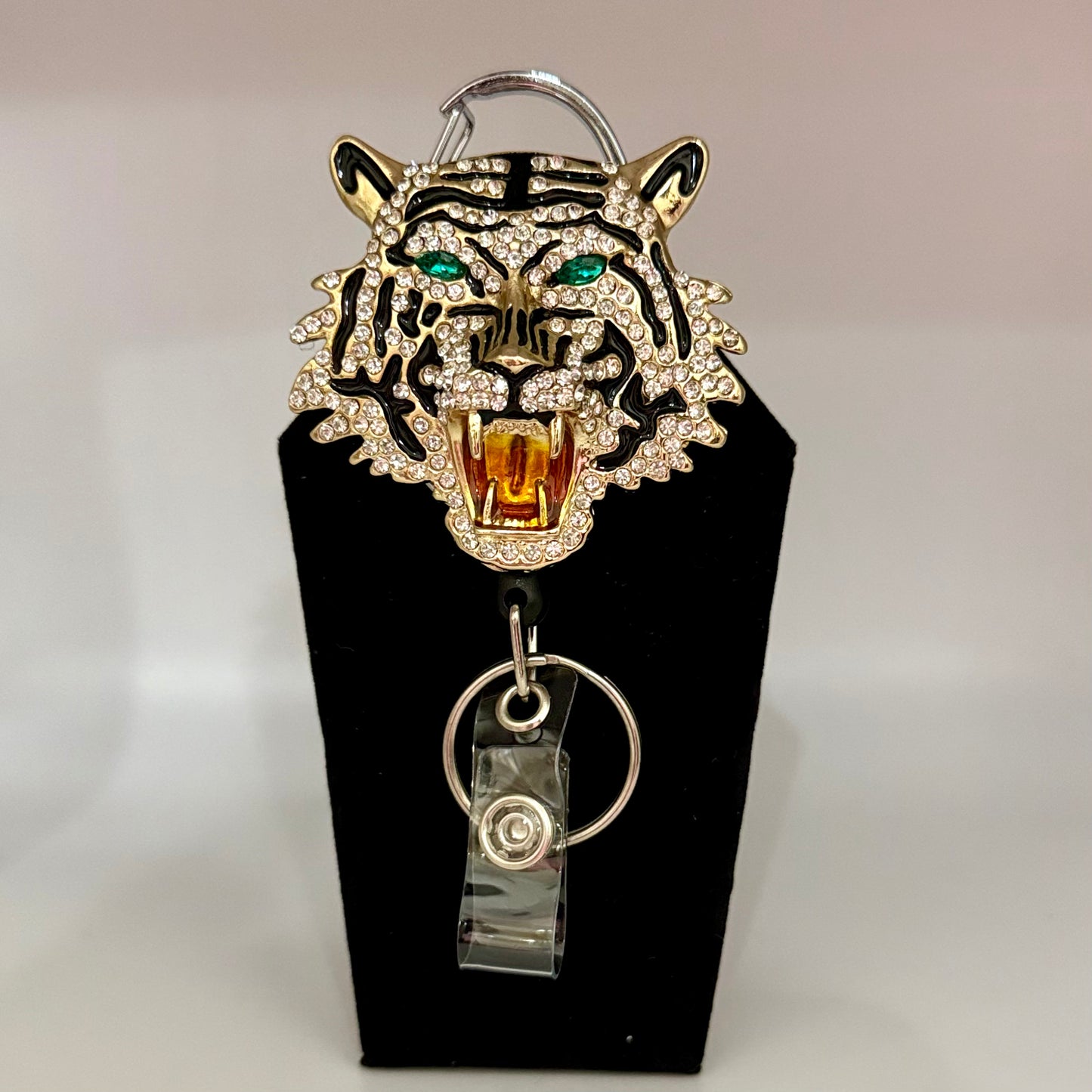 Large Bling Tiger Badge Reel